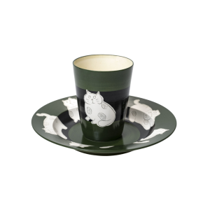 Cat Mug Set – Green Glaze, Handcrafted
