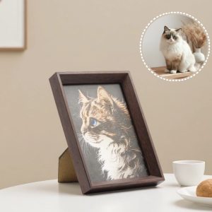 Custom Cat Ceramic Portrait – Premium Handcrafted Black Glaze & Silver