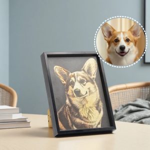 Custom Dog Ceramic Portrait – Handcrafted, Lifelike, Black Glaze & Silver