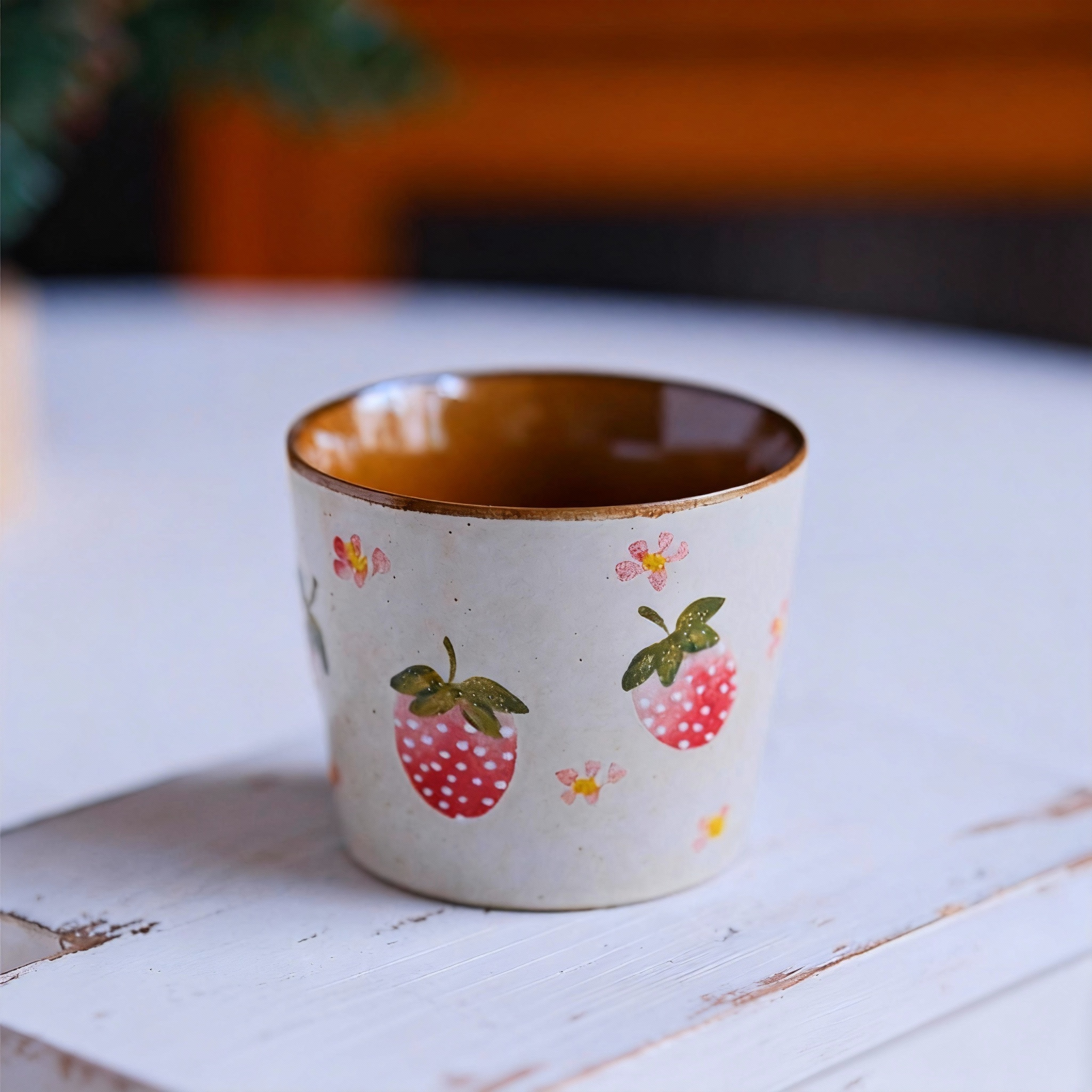 Handmade Strawberries/Blueberry Mug - Cottagecore Matcha Bowl