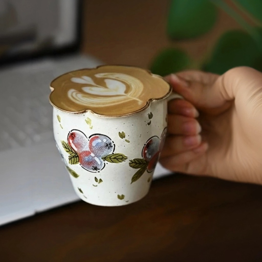 Handmade Strawberries/Blueberry Mug - Cottagecore Matcha Bowl - Image 5