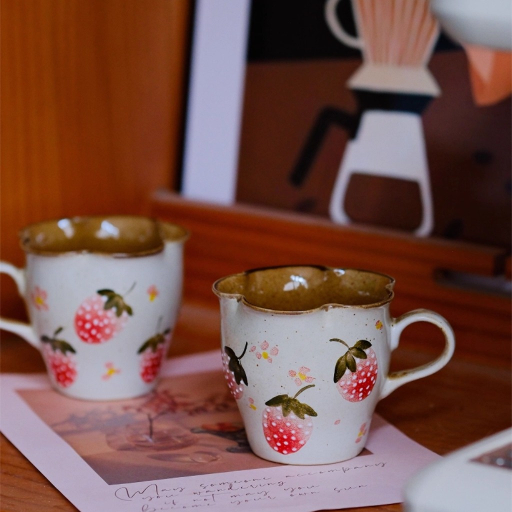 Handmade Strawberries/Blueberry Mug - Cottagecore Matcha Bowl - Image 2
