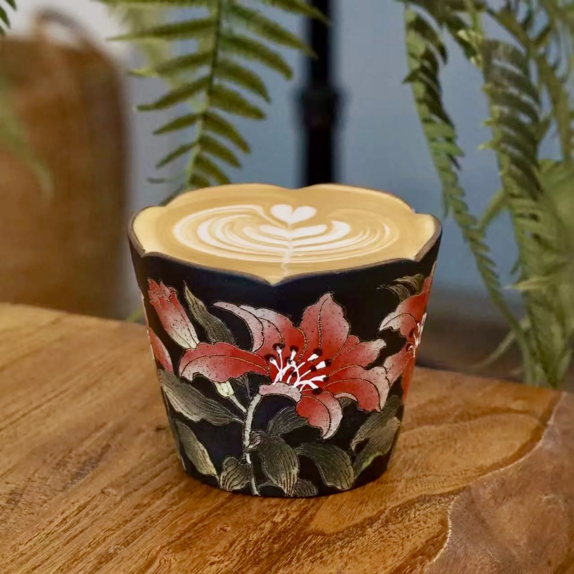 Night Lily Handcrafted Latte Cup