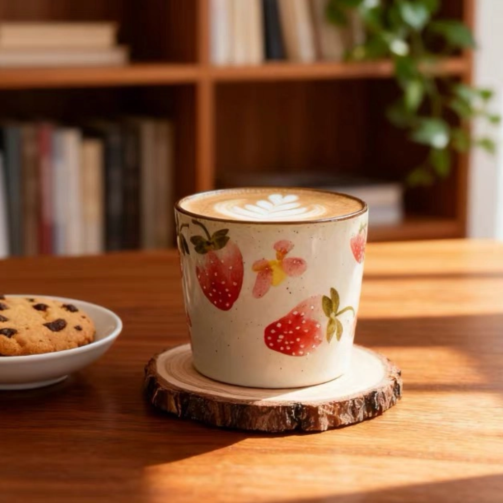 Handmade Strawberries/Blueberry Mug - Cottagecore Matcha Bowl - Image 3